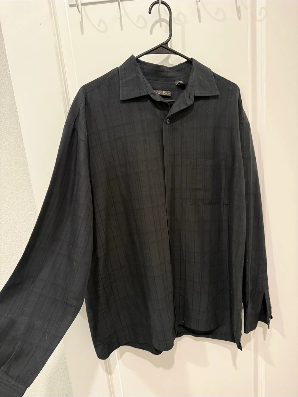 Men's Black Lightweight Button-Front Shirt Jacket